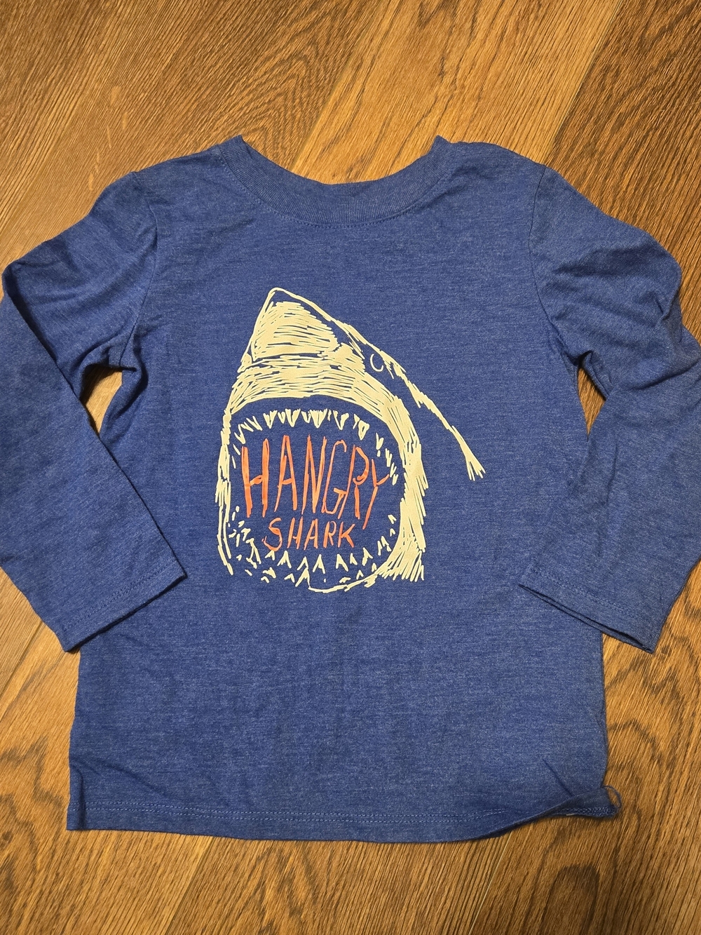 Cat & Jack Blue Long Sleeve 'Hangry Shark' Graphic Tee